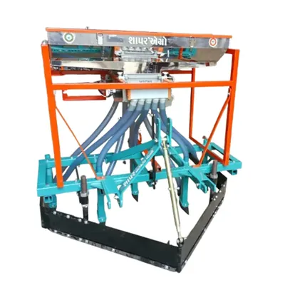 SHAPAR AGRO Tractor Operated Automatic 5 Tyne 46 Inch Double Hopper Seed Cum Fertilizer Drill With 10 Pipes