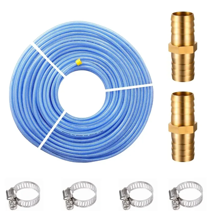 AGRIANSH 8 mm, 3 Layer Threaded Pvc Braided 50 m Hose Pipe With Jointer & Clamps for Garden, Car Wash & Cleaning