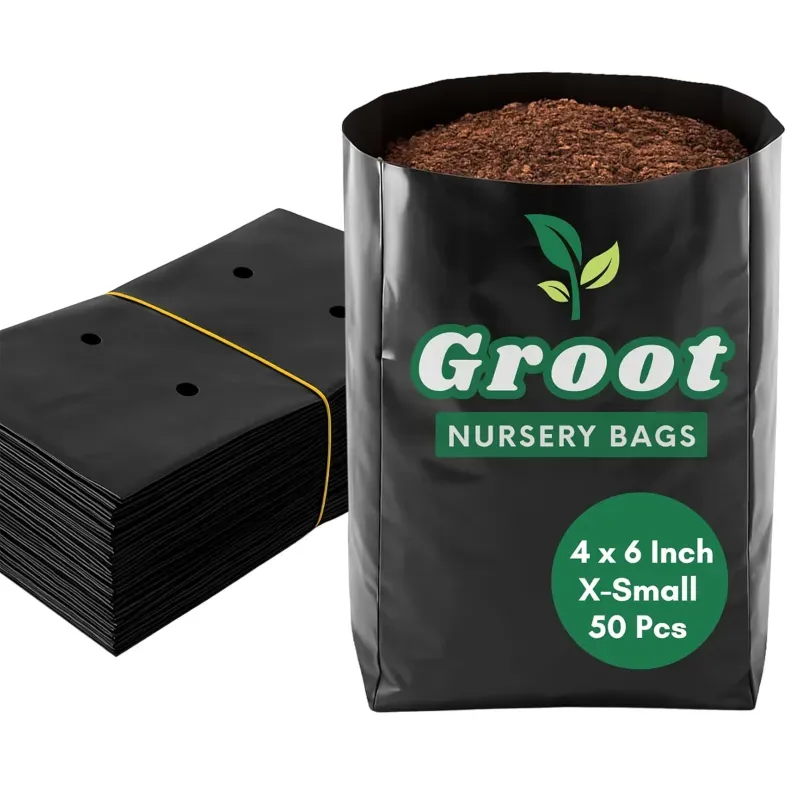 Groot 4 x 6 Inch Nursery Bags for Plant, Small (Black), Pack of 50