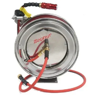 Zephyr ZSR1310SS Auto Retractable Steam Hose Reel Stand with 13 mm 10 m Hose Pipe for Garden and Industrial Purposes