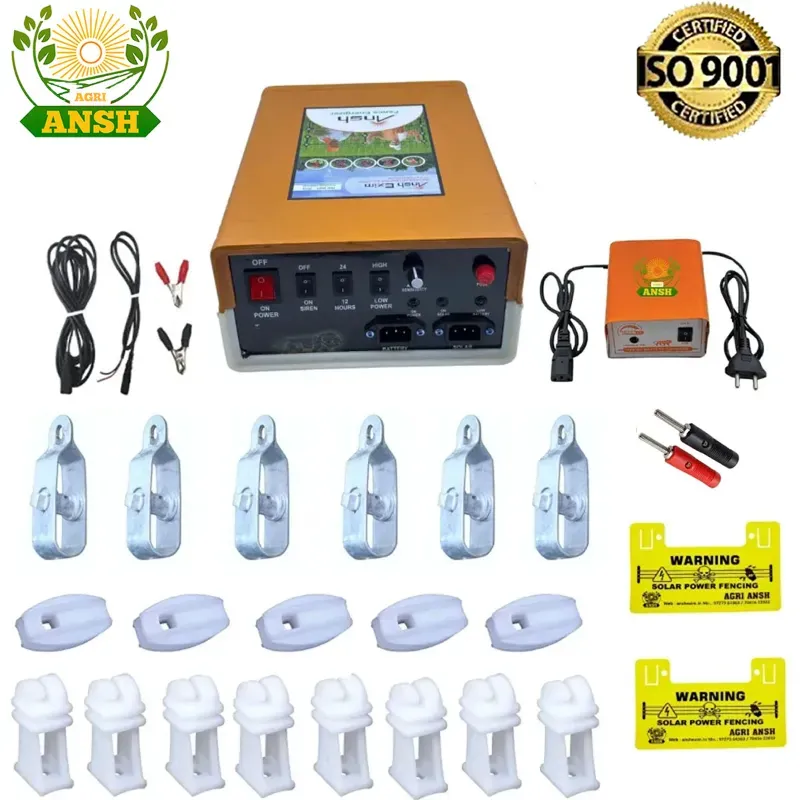 AGRIANSH 8 kv Solar Zatka Machine Full Set 20 Acre Area Cover Insulator, Adaptor and Wire Tightener