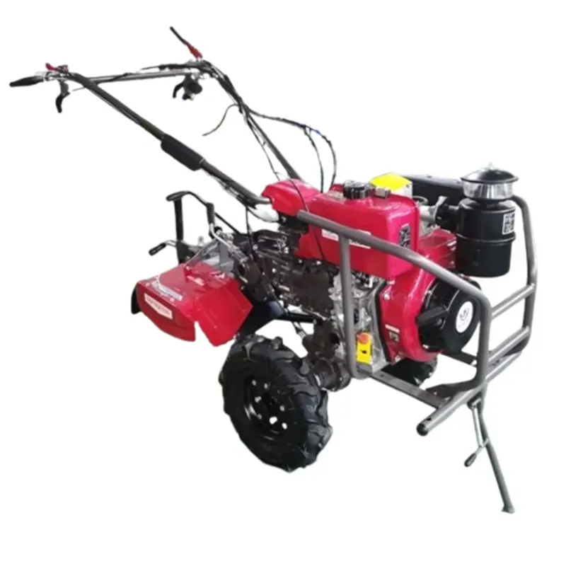 SPRAYMAN SP-3000, 9 HP Self Start Back Rotary Diesel Power Tiller with Free Iron Wheels