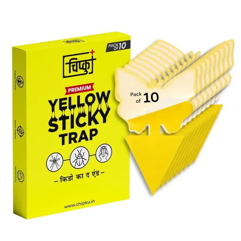 Chipku Butterfly Shaped Yellow Sticky Traps for Plants, Non-Toxic Insect Trap For Fungus, Whiteflies, Aphid (Pack of 10)