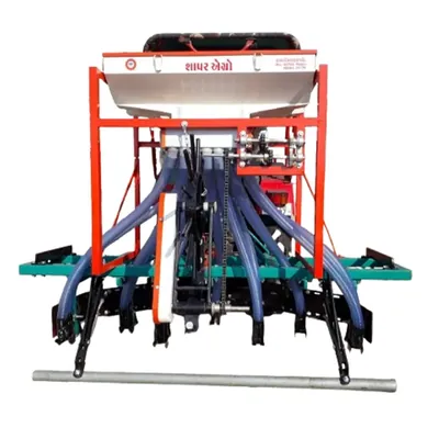 SHAPAR AGRO Tractor Operated Automatic 5 Tyne 10 Inch Double Hopper Seed Cum Fertilizer Drill With 10 Pipes