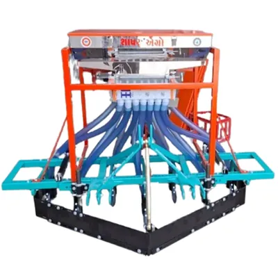 SHAPAR AGRO Tractor Operated Automatic 7 Tyne 34 Inch Double Hopper Seed Cum Fertilizer Drill With 14 Pipes