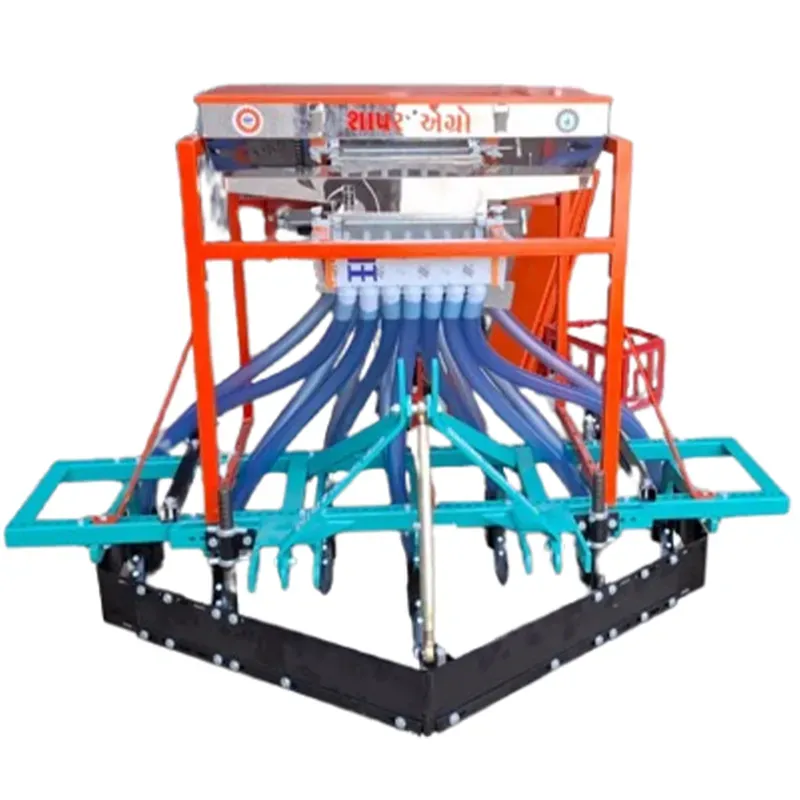 SHAPAR AGRO Tractor Operated Automatic 7 Tyne 34 Inch Double Hopper Seed Cum Fertilizer Drill With 14 Pipes