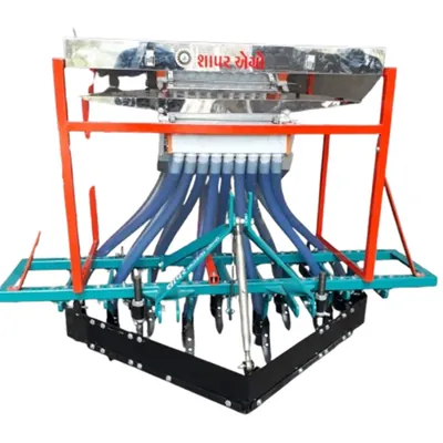 SHAPAR AGRO Tractor Operated Automatic 9 Tyne 46 Inch Double Hopper Seed Cum Fertilizer Drill With 18 Pipes
