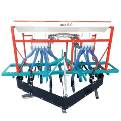SHAPAR AGRO Tractor Operated Automatic 9 Tyne 64 Inch Double Hopper Seed Cum Fertilizer Drill With 18 Pipes