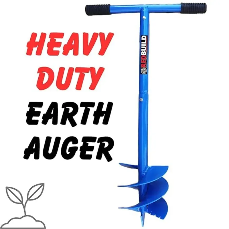 REDBUILD Manual Earth Auger Hole Digger 10-Inch, Professional Post Hole Digger & Soil Digging Tool (Model-Short Blade)
