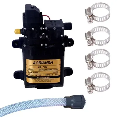 AGRIANSH 12 V DC, 220 PSI Double Motor High Pressure Pump Battery Sprayer for Agriculture Bike Washing Booster Pump