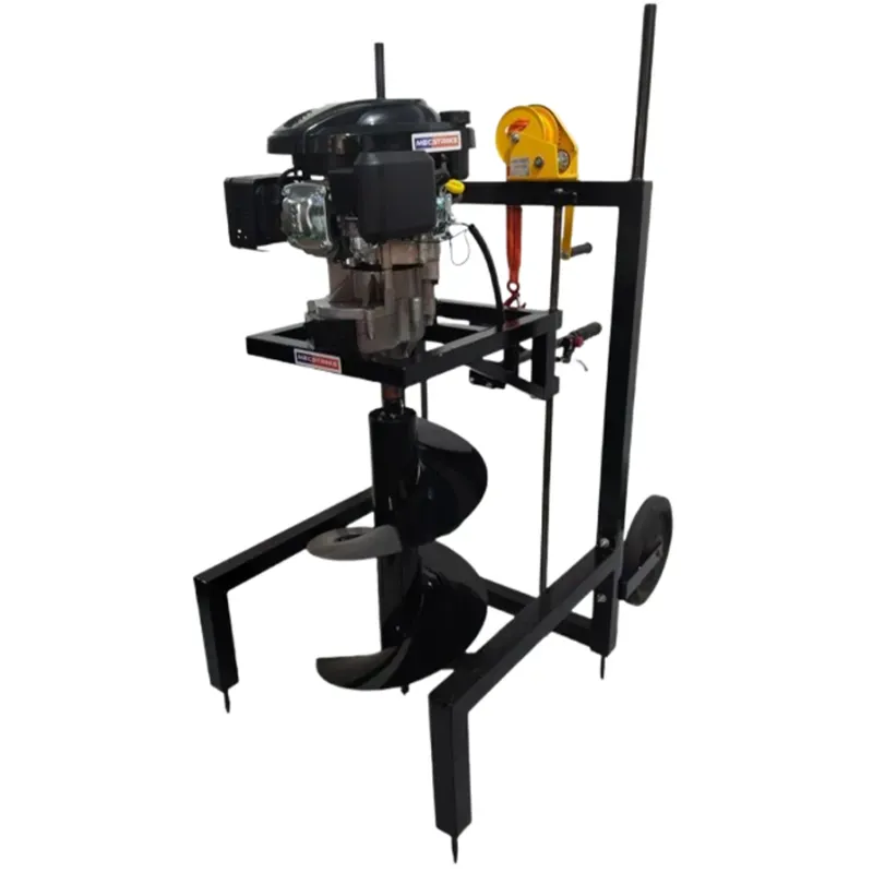 MECSTROKE Heavy Duty 4 Stroke 196 CC Commercial Trolley Earth Auger, Post Hole Digger With 16 Inch Double Auger