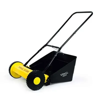 Vimal 16-Inch Manual Push Lawn Mower (VI-LMM16), Heavy Duty Nickel Alloy Steel Blade Manual Grass Cutting Machine
