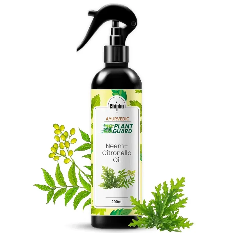 Chipku Ayurvedic Plant Guard Neem Oil & Citronella Spray Formulation, 100% Organic & Powerful For Pest Control (Quantity-200 ml)