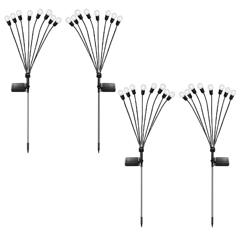 Giga Watts MultiColour Automatic 4 Pcs Firefly 8 LED Solar Garden Light Waterproof Festival Decoration Lamp for Outdoor