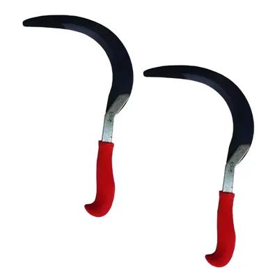 Single Edge Sickle of 8 Inch Carbon Steel Blade with Plastic Handle (Pack of 2)