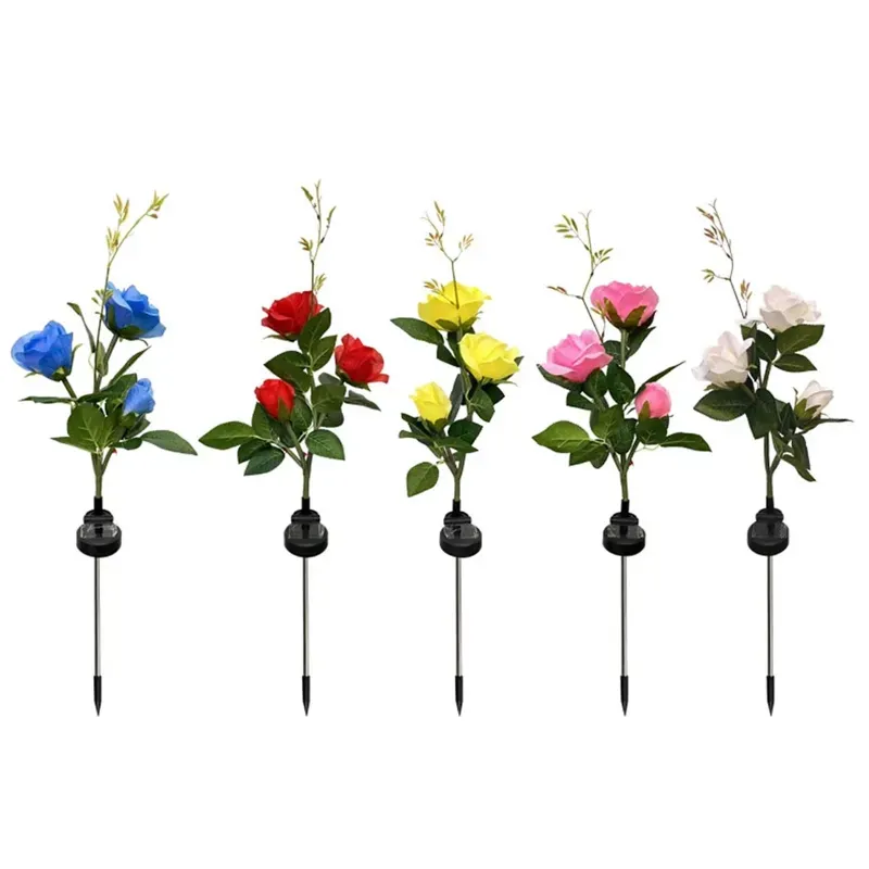 Giga Watts Solar Rose Lights BIS Approved 2 V Panel Outdoor Flower Stake Lamp for Patio, Yard, Pathway (Pack of 1,RGB)