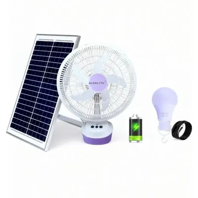 ALFALITE Breeza 16 Inch Solar Rechargeable Fan With 10 W Solar Panel and Inbuilt 12 V Battery