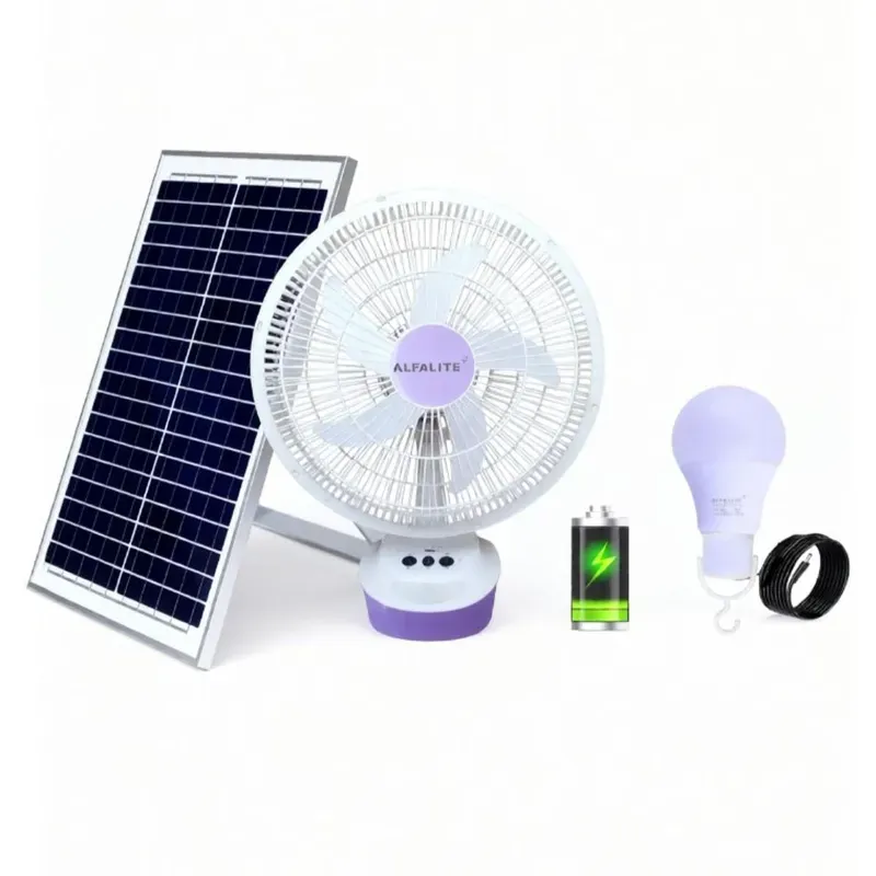 ALFALITE Breeza 16 Inch Solar Rechargeable Fan With 10 W Solar Panel and Inbuilt 12 V Battery