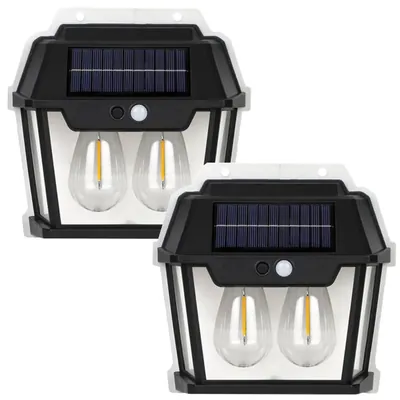 Giga Watts Outdoor Solar Wall Light with Motion Sensor Wireless Auto Chargeable for Front, Porch, Fence, Garage (Pack of 2)