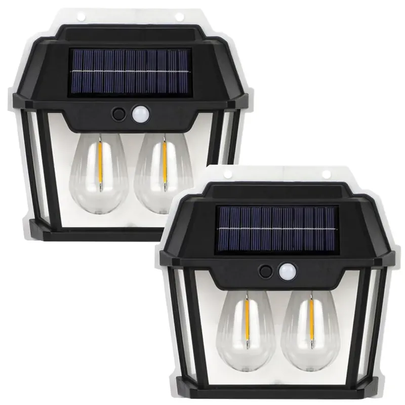 Giga Watts Outdoor Solar Wall Light with Motion Sensor Wireless Auto Chargeable for Front, Porch, Fence, Garage (Pack of 2)