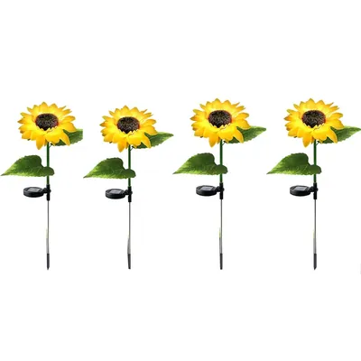 Giga Watts Sunflower 8 LED Solar Garden Light Automatic Decorative Flowers Pot Lamp for Balcony Lawn Outdoor (Pack of 4)