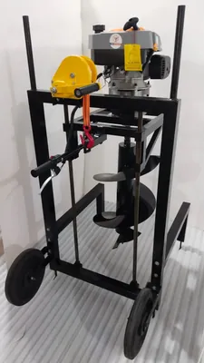 MECSTROKE Heavy Duty 4 Stroke 224 CC Commercial Trolley Earth Auger, Post Hole Digger With 12 Inch Double Spiral Bit