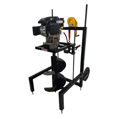 MECSTROKE Heavy Duty 4 Stroke 196 CC Commercial Trolley Earth Auger, Post Hole Digger With 12 Inch Double Spiral Bit