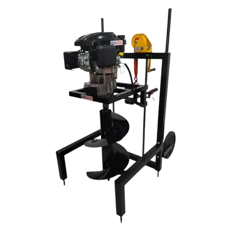 MECSTROKE Heavy Duty 4 Stroke 196 CC Commercial Trolley Earth Auger, Post Hole Digger With 12 Inch Double Spiral Bit
