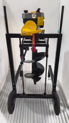 MECSTROKE Heavy Duty 4 Stroke 224 CC Commercial Trolley Earth Auger, Post Hole Digger With 16 Inch bit