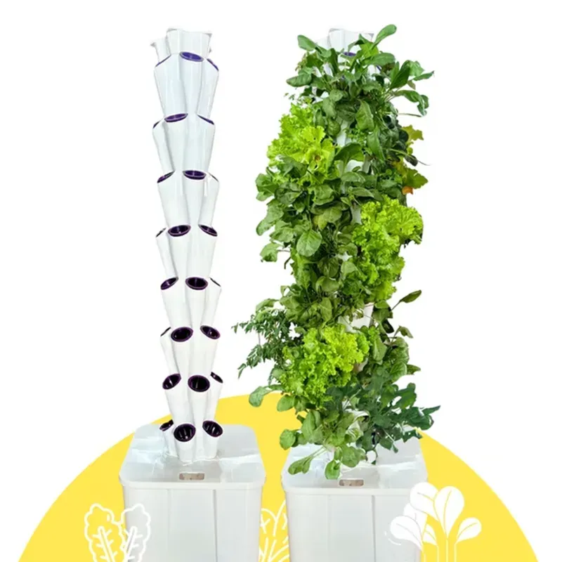 Green Warrior Nova 40 Planter Hydroponic/Aeroponic Tower System with 60 L Tank, TDS Meter, Nutrients, Seeds & Coco Disc (Variant-without Timer Switch)