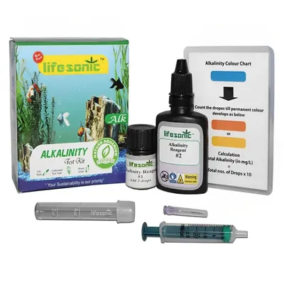 Lifesonic Alkalinity Test Kit Set for Aqua-Farming, Tanks and Ponds, 100 Tests per Kit, 10-400 PPM Reading Ability