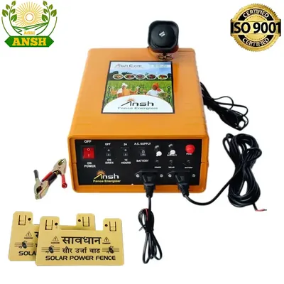 AGRIANSH 8 KV Solar Zatka Machine for 50 Bigha with Siren, Cables and Battery Connector