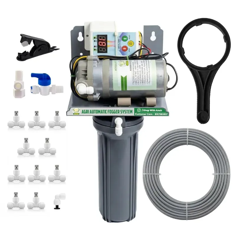 AGRIANSH Fogger Kit High Pressure 100GPD Pump Misting System With Timer, Filter and Other Accessories for Farming