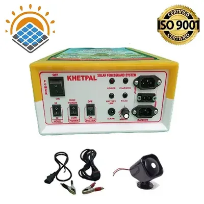 Khetpal 15 KV Solar Zatka Machine (50 Acre Area) with Siren, Cables and Battery Connectors