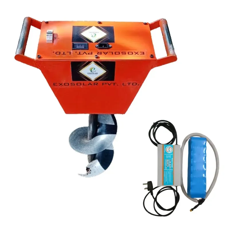Exosolar 27 V 12 Ah Battery Operated Earth Auger with 6 Inch Bit, Cordless Hole Digging Machine