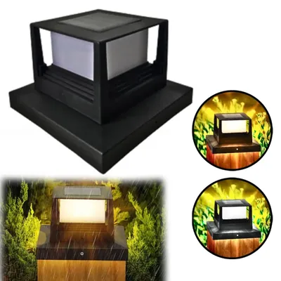 2 W, 4 LED, Black Solar LED Light, Post Light, Outdoor Waterproof Light, Automatic Energy Saving ABS Lamp