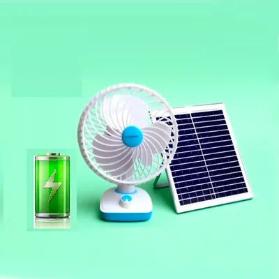 ALFALITE 9 Inch 2850 RPM Speed Master Cool Solar Rechargeable Fan With Battery and Solar Panel