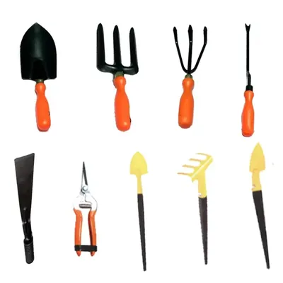 Unison Gardening Tool Set Combo Pack of Garden Fork, Trowel, Hand Weeder, 3 Prong Cultivator, Gloves and Watering Can (Weight 1.1 kg)