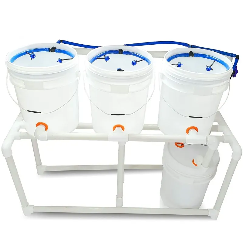 PINDFRESH Dutch Bucket System For Outdoor Hydroponics, 3 Buckets For Larger Root Vegetables