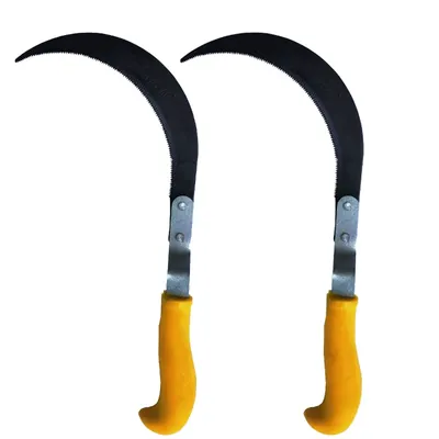 Serrated Sickle of 8 Inch Carbon Steel Blade with Virgin Nylon Handle (Pack of 2)