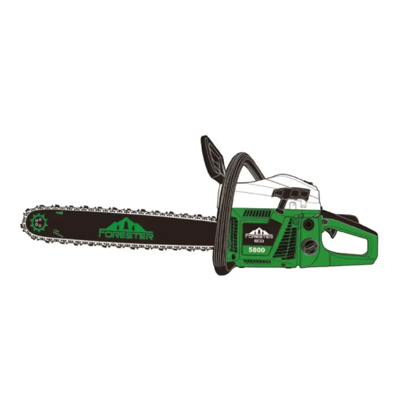 Forester 58-cc Petrol Operated Chainsaw, ECO 5800, 22 Inch Guide Bar, Used for Logging Woods, Cutting/Felling Trees