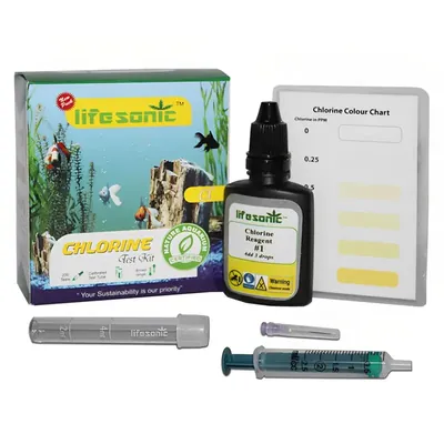 Lifesonic Chlorine Test Kit for Aqua Farming, Tanks and Ponds, 200 Tests per Kit, 3 Years Shelf Life
