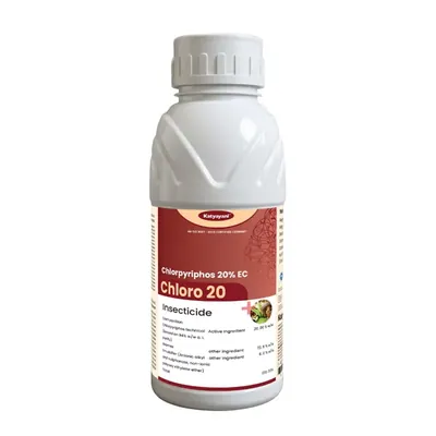 Katyayani Chloro 20, Chloropyriphos 20 % EC, Chemical Insecticide Suitable For Various Crops (Quantity-1 L (1 L x 1))