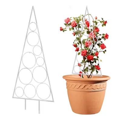 Ecofynd TR022-WHT White Metal Christmas Tree Stand & Decorative Plant Trellis for Indoor & Outdoor Use (Pack of 4)