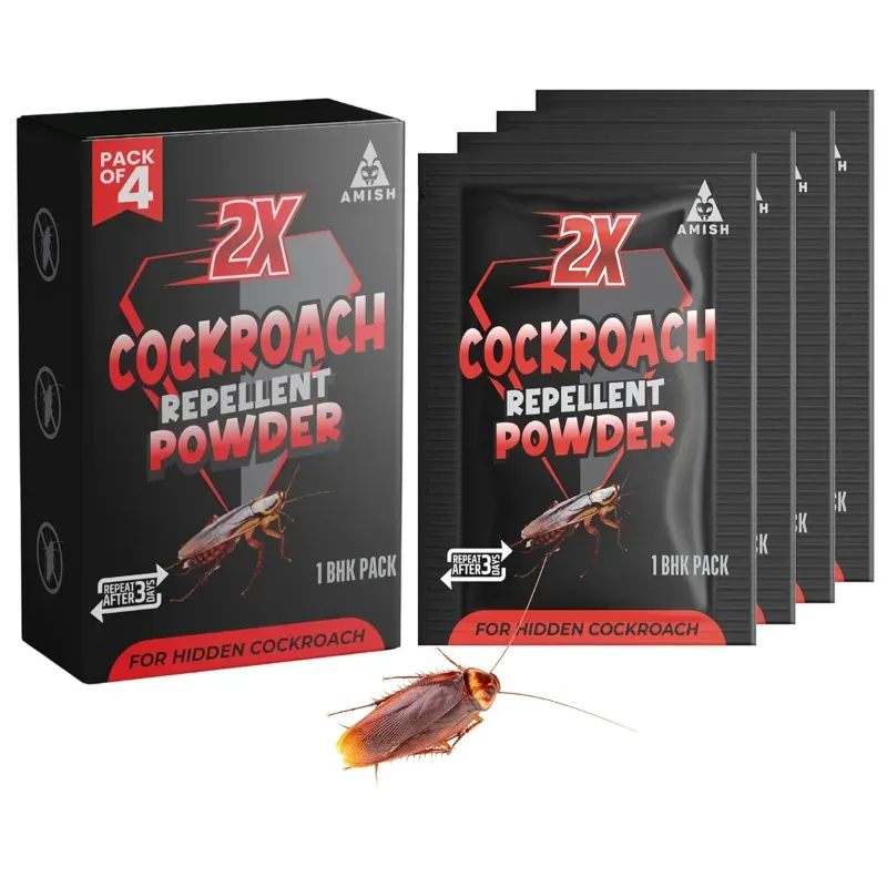 Chipku Amish Herbal 10 g Cockroach Powder, 100% Organic, Safe For Homes With Kids & Pets (Pack of 4)
