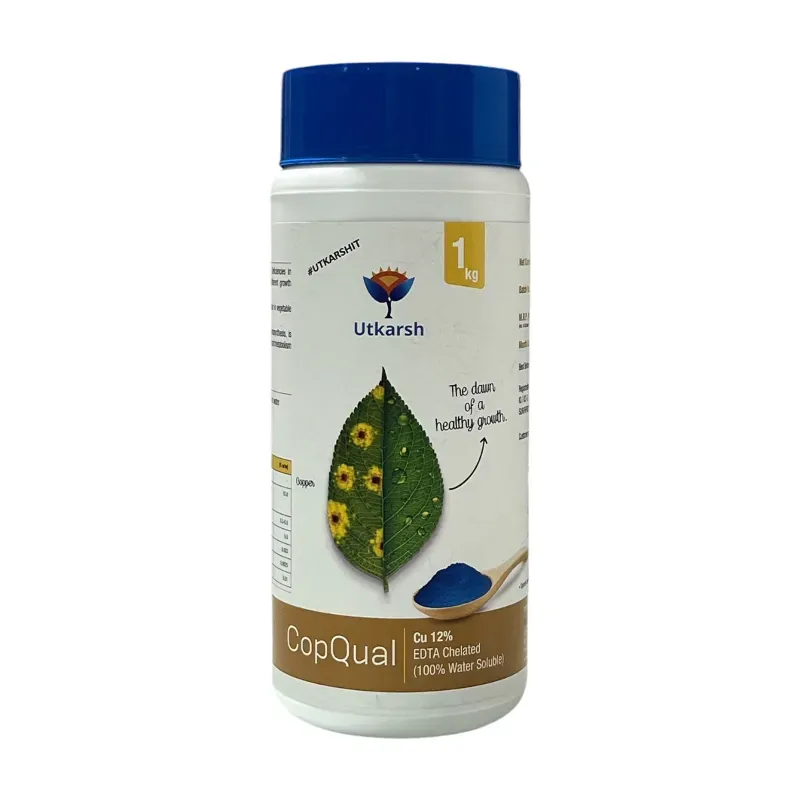 Utkarsh CopQual (Copper, Cu 12% EDTA Chelated, 100 % Water Soluble Foliar Spray Fertilizer), 1 kg (Pack-1 x 1 kg)