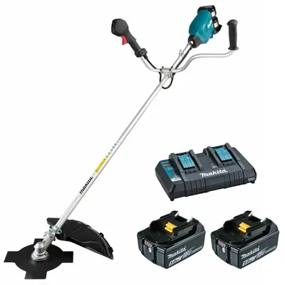 MAKITA DUR369APT2, 36 V 1000 W Cordless 3-Speed Grass Trimmer, Bike Handle with 2 Batteries & Charger