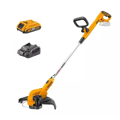 INGCO CGTLI203285 Cordless Grass Trimmer, 20 V, 8200 RPM, 300 mm Cutting Diameter with 2.0 Ah Battery & Charger
