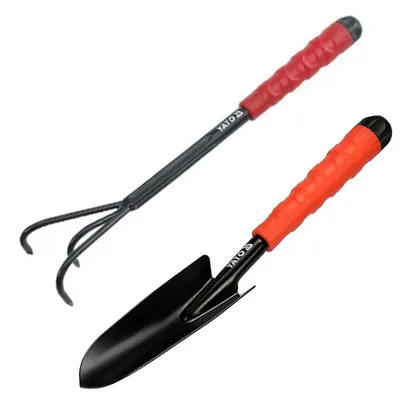 YATO Garden Tools Combo of a Hand Cultivator and a Hand Transplanter, Used for Small Scale Gardening Processes(2Tools)