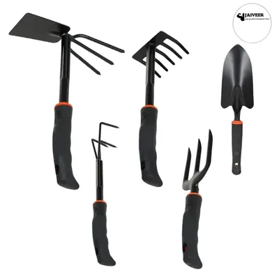 Jaiveer Garden Tools Combo of Rake-Hoe, Trowel, Cultivator, Fork and Leaf Rake, 5 Tools